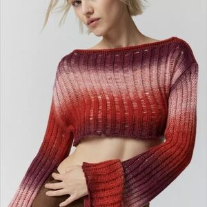 Red Crop Knit Sweater
